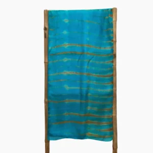 Fular de seda, azul electrico con rayas en marron